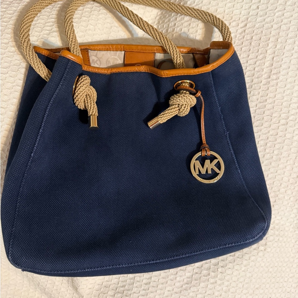 Michael Kors Blue and Tan Shoulder Bag